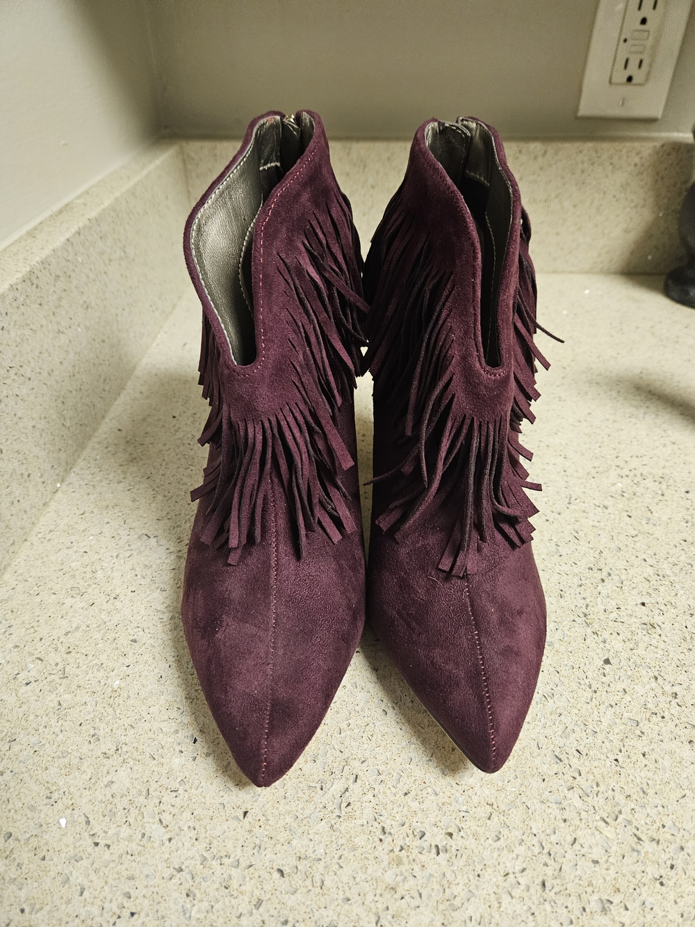 NWOT Michael Antonio Faux Suede Fringe Boots